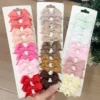 10Pcs/Set New Cute Solid Ribbon Bowknot Hair Clips