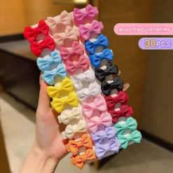 30 colored random bow fabric hair clips suitable