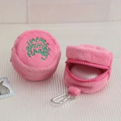 Pink Mini Coin Potters Purse Earphone Cord Storage Bag