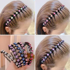 New Non-slip Rhinestone Headbands Solid Wave Hairbands