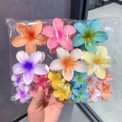 3Pcs/18Pcs Egg Flower Hair Clips Gradient Candy
