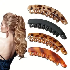 1/2PC Matte Banana Hair Clip Fish Shaped Ponytail Headband For Women